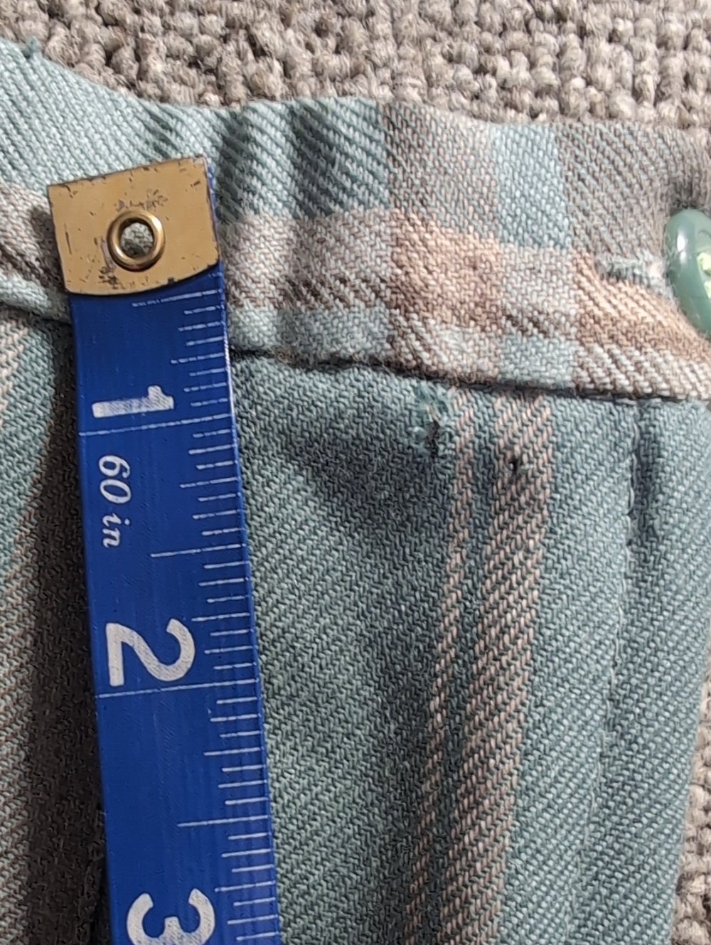 Vintage Pendleton Pleated Skirt Teal/Tan Plaid Wool Made in the USA Size 18 - Picture 10 of 10